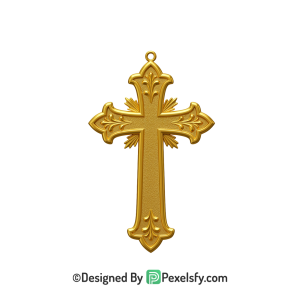 Minimal Cross PNG Transparent Style, 3d Golden