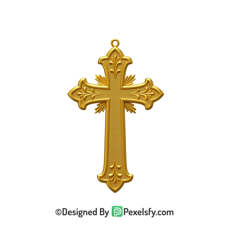 Minimal Cross PNG Transparent Style, 3d Golden