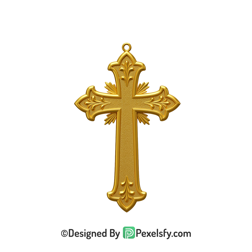 Minimal Cross PNG Transparent Style, 3d Golden