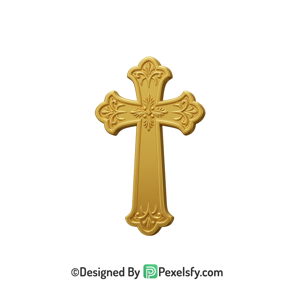 Isolated Cross PNG Transparent Download, 3d Golden