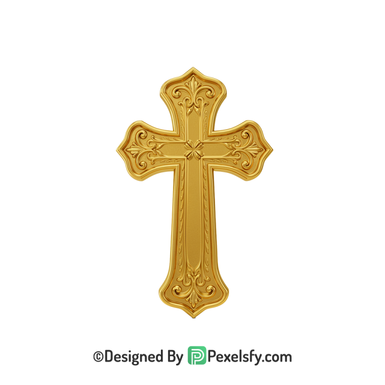 Hand Drawn Cross PNG Transparent, 3d Golden