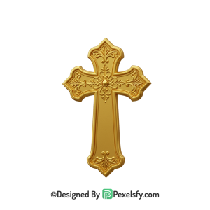 Cross Drawing PNG Transparent Clipart, 3d Golden