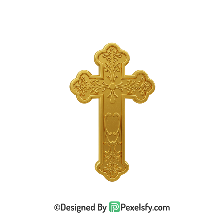 Shiny Cross PNG Transparent Design, 3d Golden