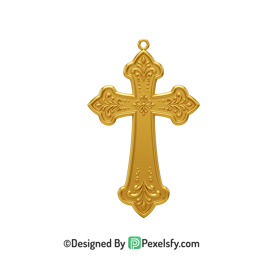 Vintage Cross PNG Transparent Format, 3d Golden