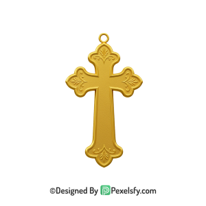 Clean Cross PNG Transparent Icon, 3d Golden