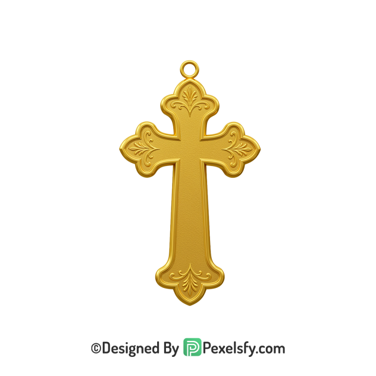 Clean Cross PNG Transparent Icon, 3d Golden