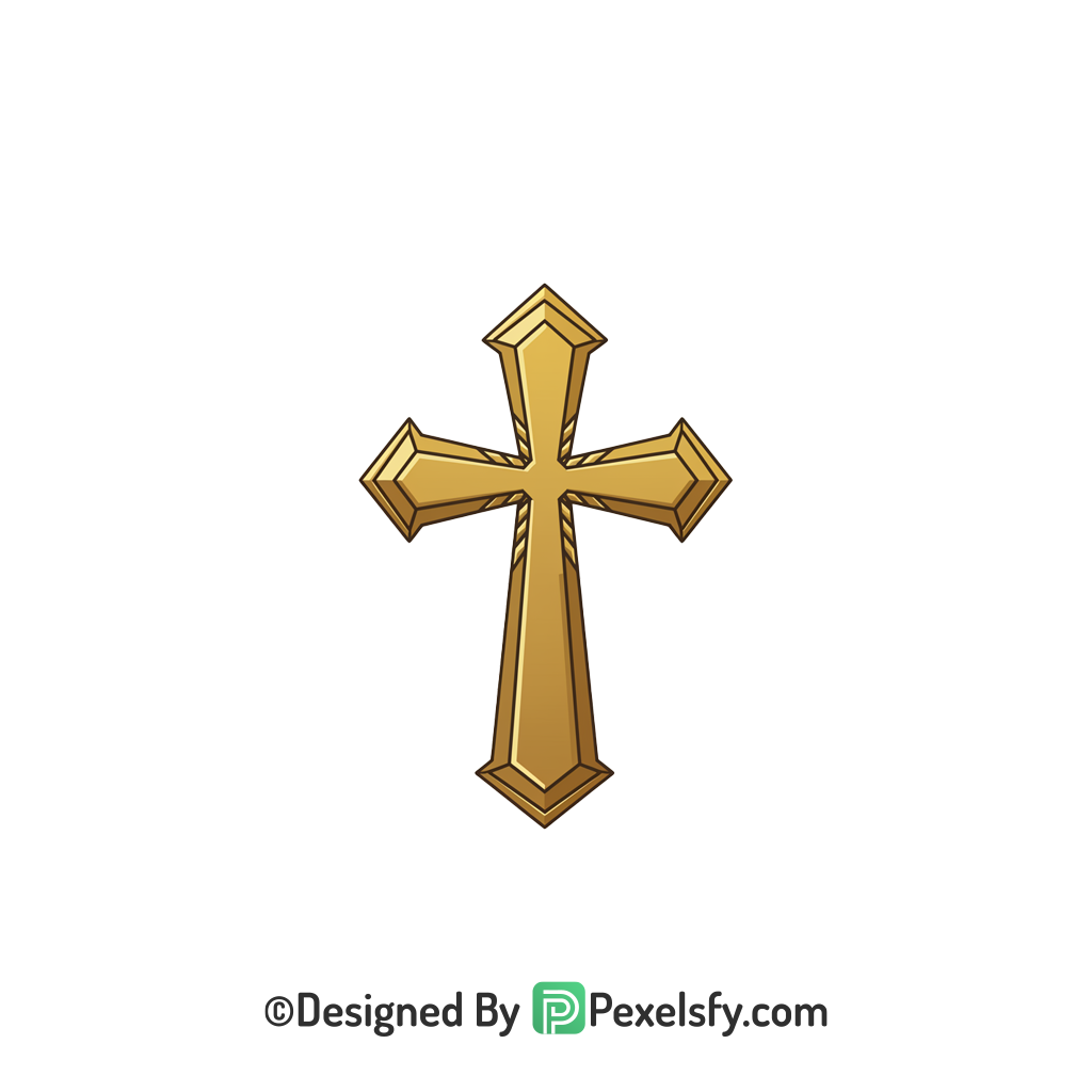 Jesus Cross PNG Transparent Image, 3d Golden