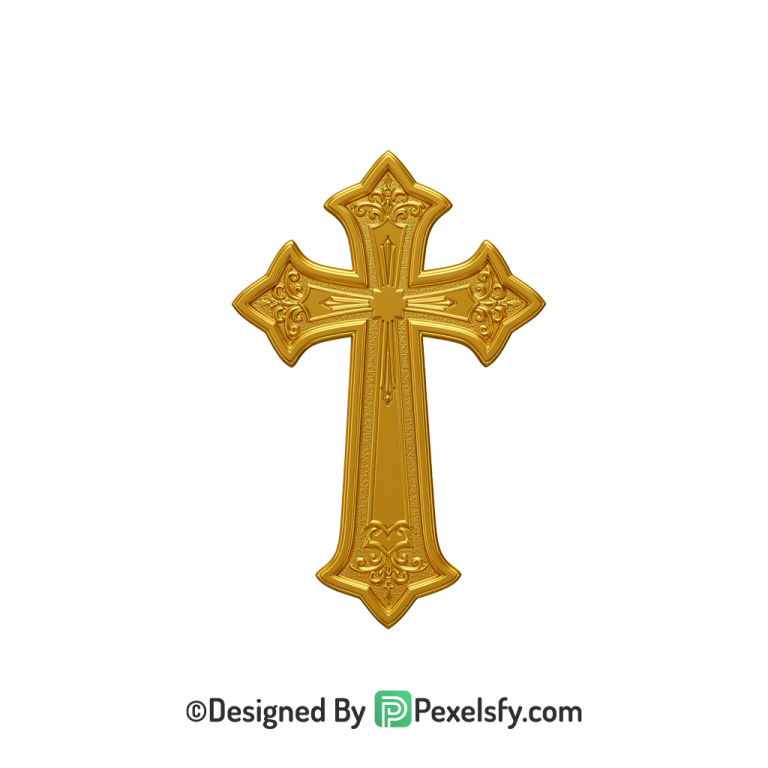 Simple Cross PNG Transparent File, 3d Golden