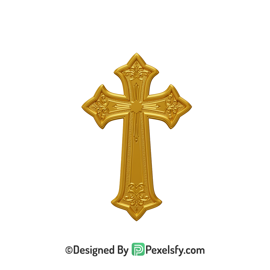 Simple Cross PNG Transparent File, 3d Golden