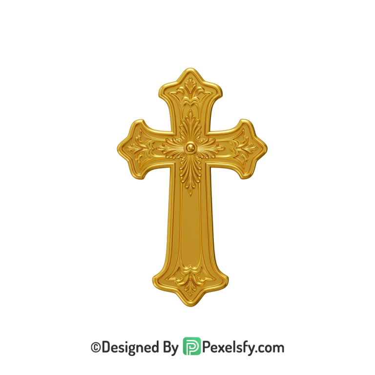 Cross Sign PNG Transparent Graphic, 3d Golden