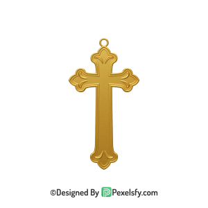 Stone Cross PNG Transparent Art, 3d Golden