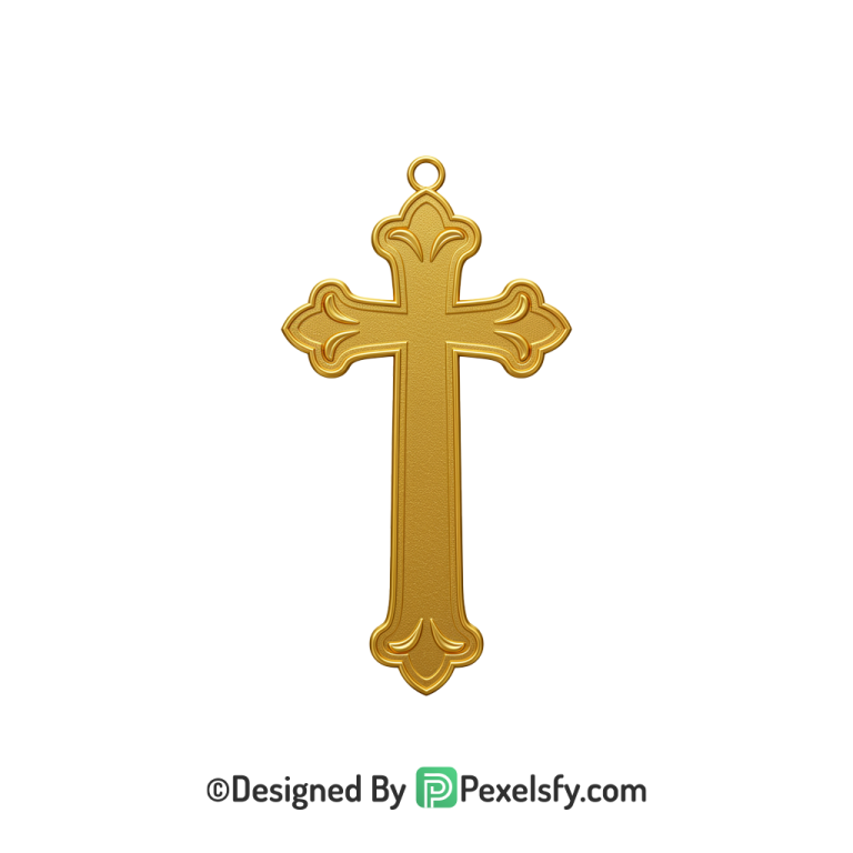 Stone Cross PNG Transparent Art, 3d Golden