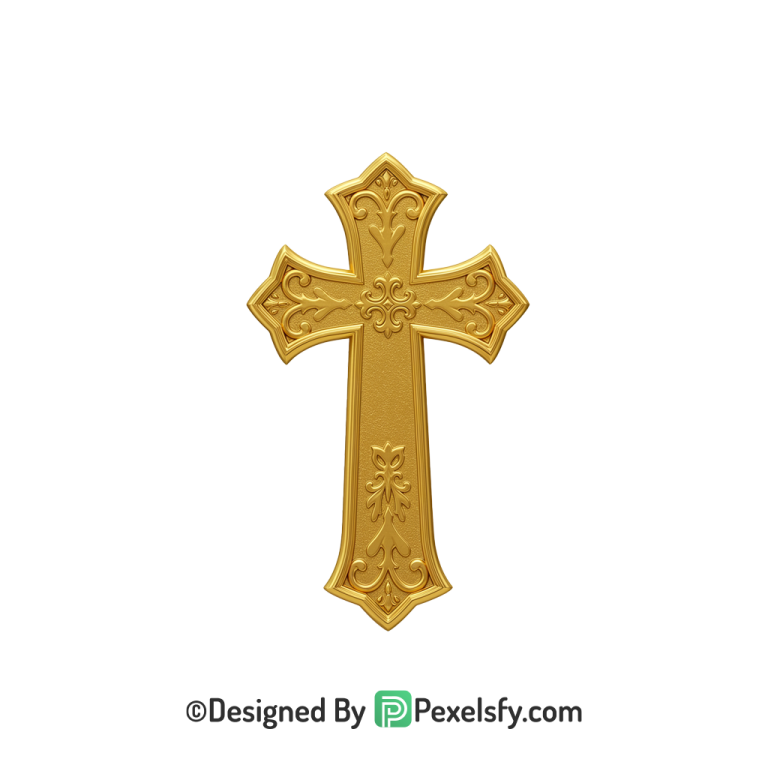 Silver Cross PNG Transparent Logo, 3d Golden