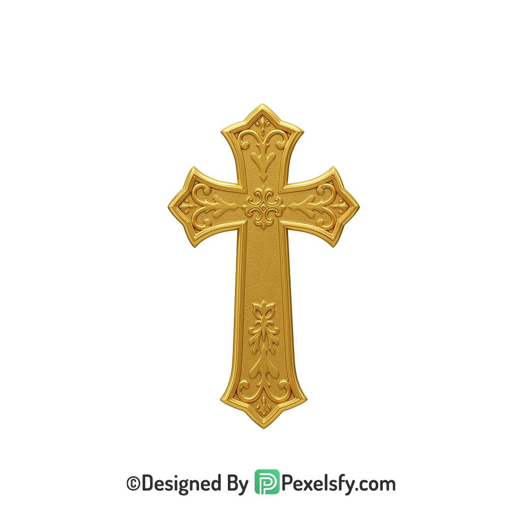 Silver Cross PNG Transparent Logo, 3d Golden