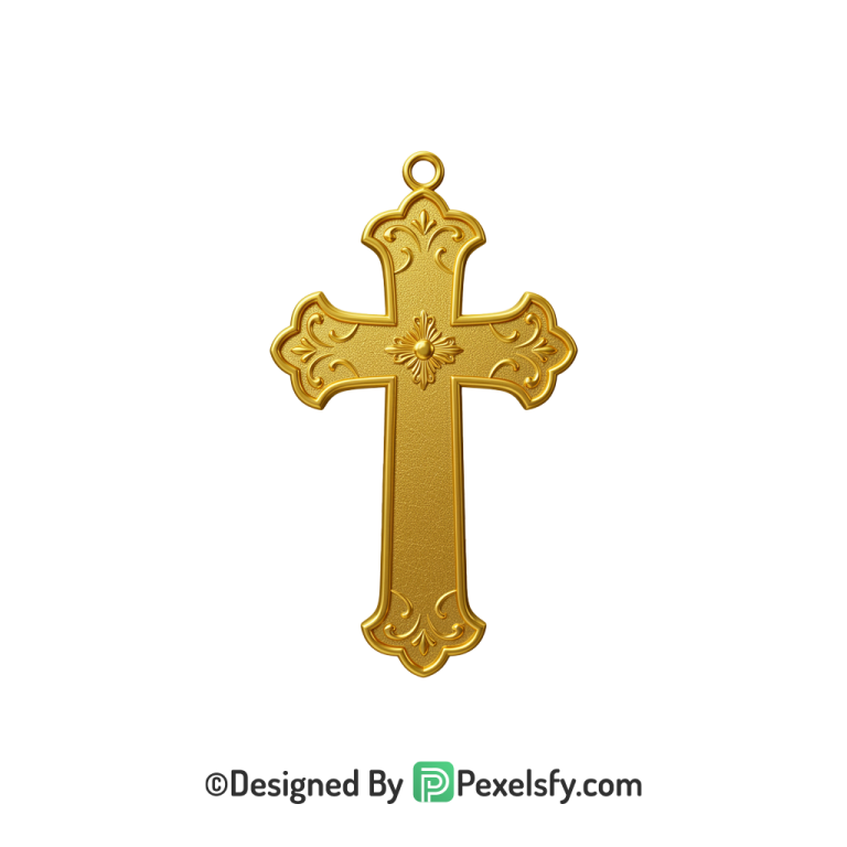 Baptism Cross PNG Transparent Design, 3d Golden