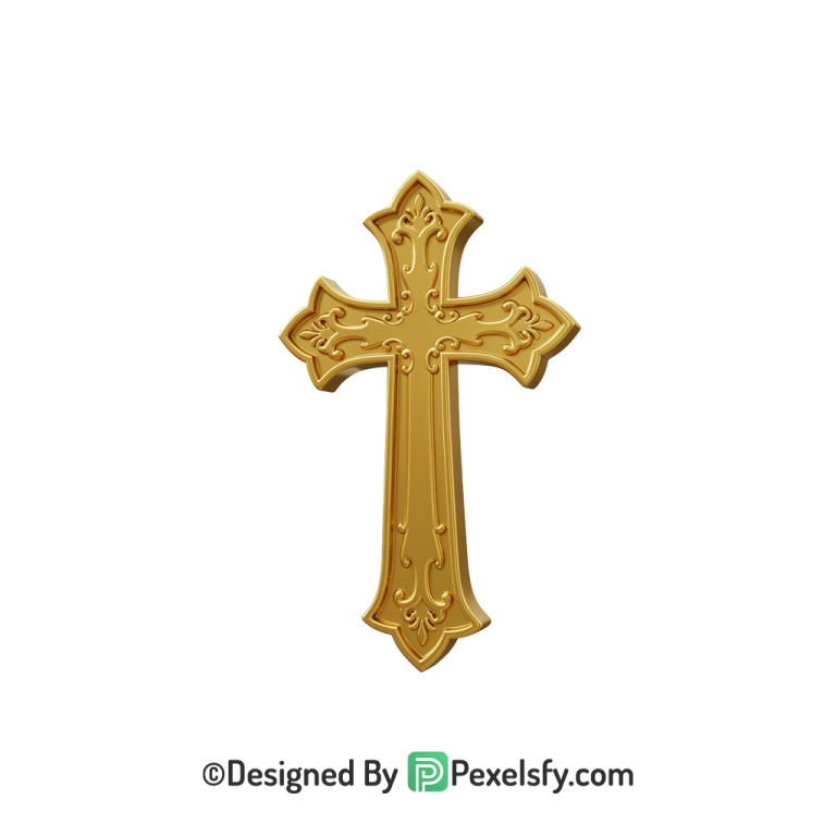 Crucifix PNG Transparent Religious Art, 3d Golden