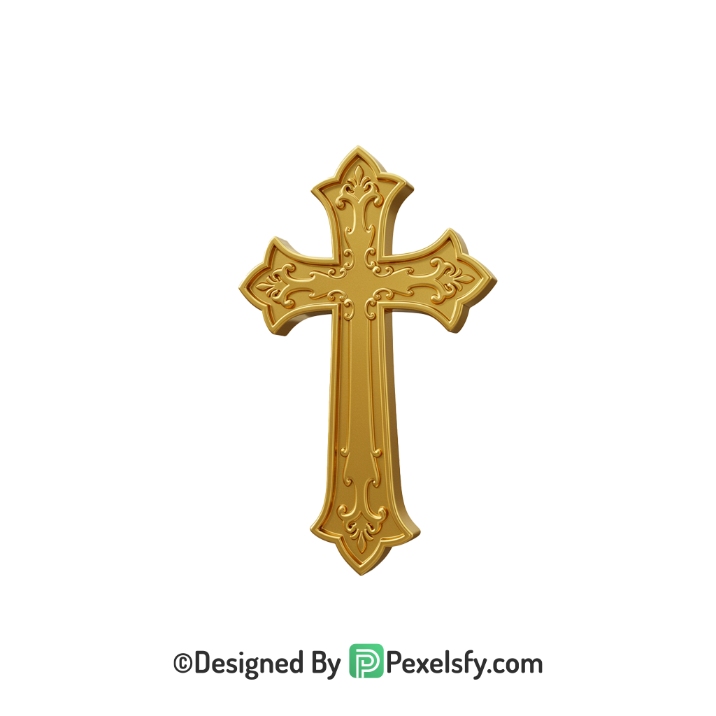 Crucifix PNG Transparent Religious Art, 3d Golden