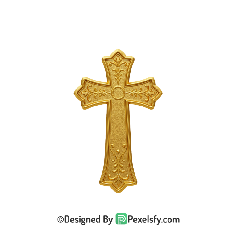 Old Cross PNG Transparent Graphic, 3d Golden