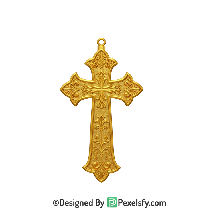 Antique Cross PNG Transparent Icon, 3d Golden