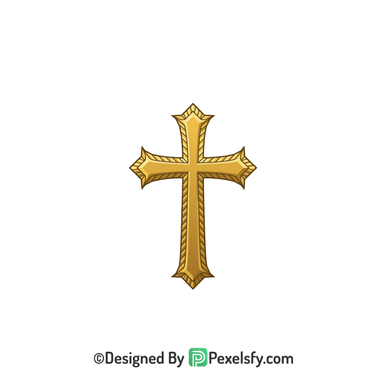Cross Symbol PNG Transparent File, 3d Golden