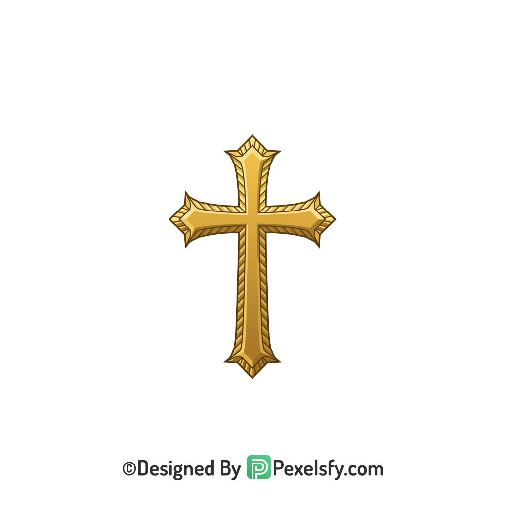 Cross Symbol PNG Transparent File, 3d Golden