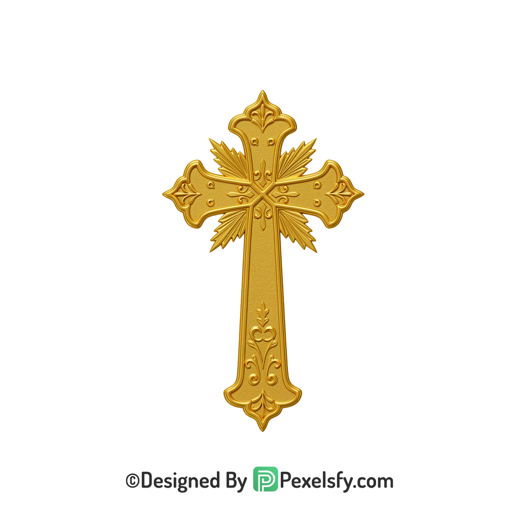 Modern Cross PNG Transparent Design, 3d Golden