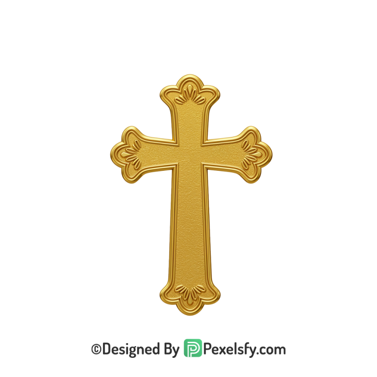 Thin Cross PNG Transparent Artwork, 3d Golden