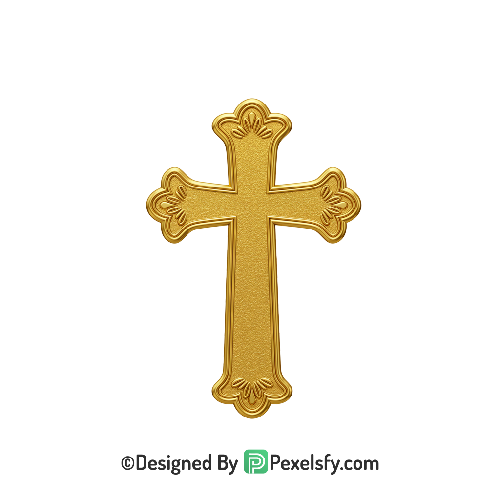 Thin Cross PNG Transparent Artwork, 3d Golden