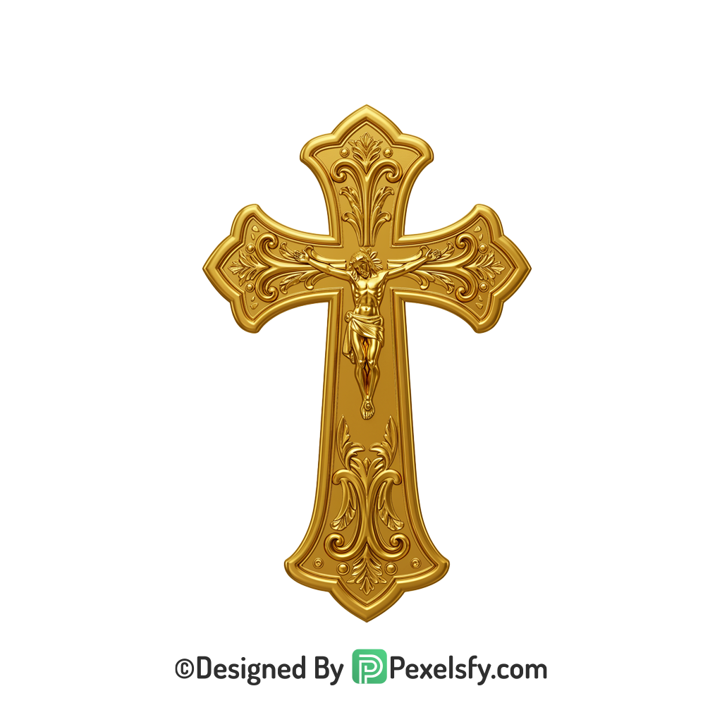 Cross Badge PNG Transparent Format, 3d Golden
