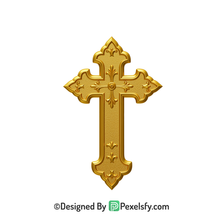 Dark Cross PNG Transparent Image, 3d Golden