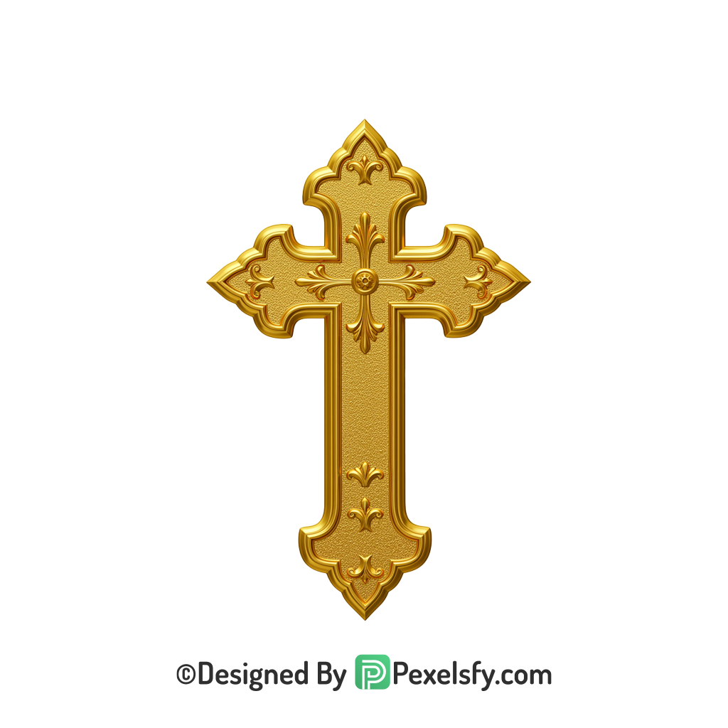 Dark Cross PNG Transparent Image, 3d Golden