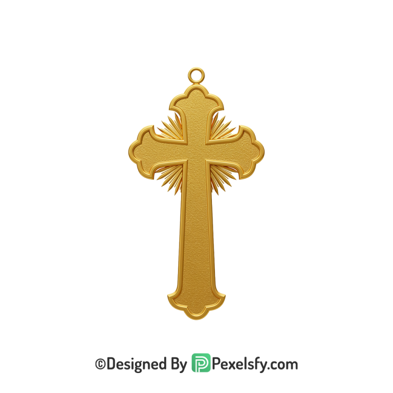 Bright Cross PNG Transparent Design, 3d Golden