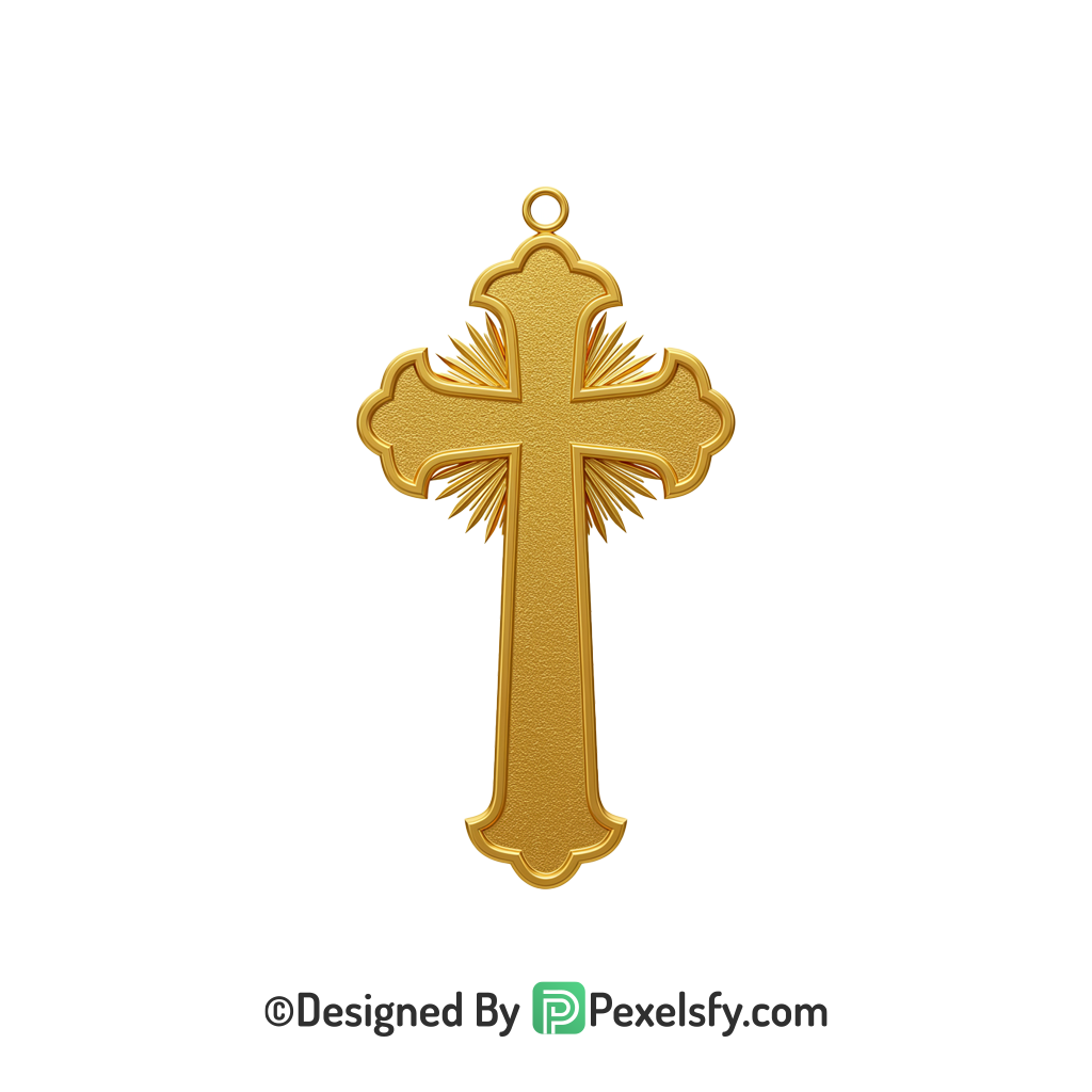 Bright Cross PNG Transparent Design, 3d Golden