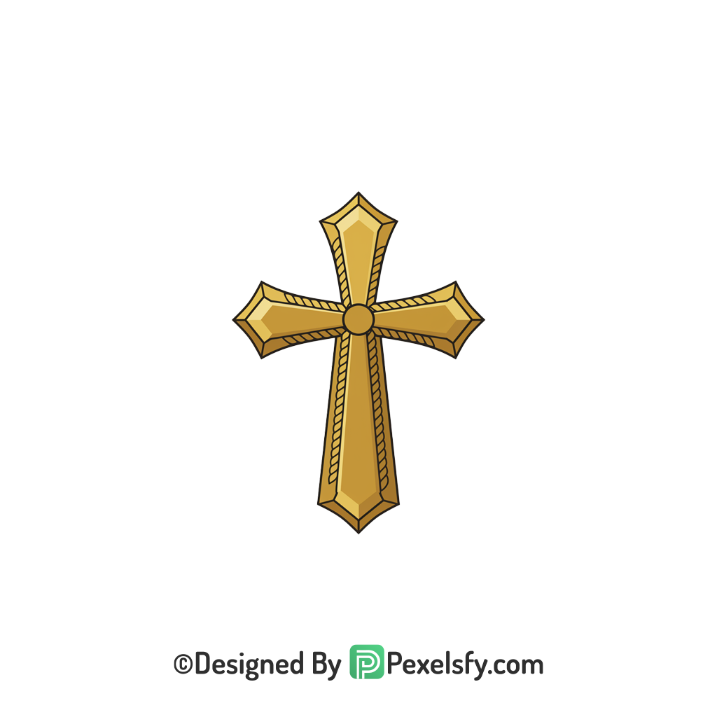 Faith Cross PNG Transparent Art, 3d Golden