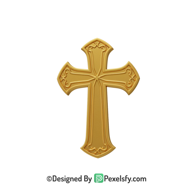Love Cross PNG Transparent Format, 3d Golden