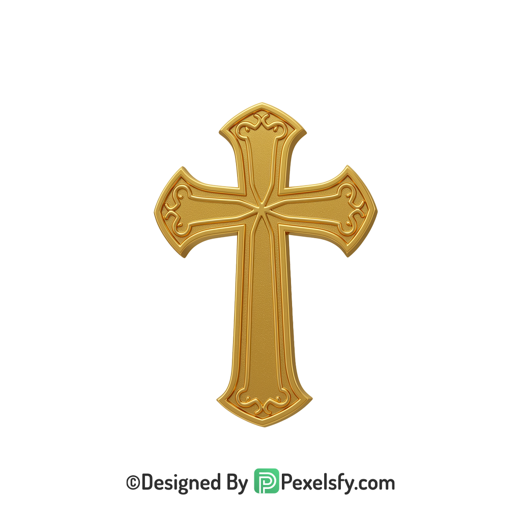 Love Cross PNG Transparent Format, 3d Golden