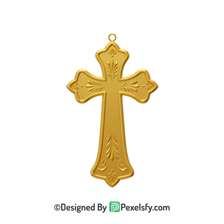 Cross with Rays PNG Transparent, 3d Golden