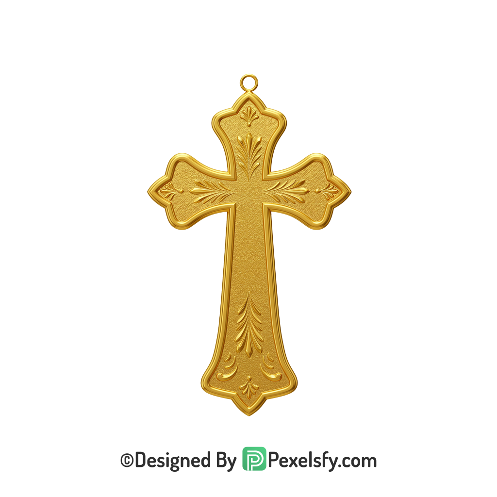 Cross with Rays PNG Transparent, 3d Golden
