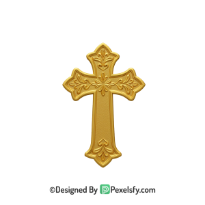 Cross for Easter PNG Transparent, 3d Golden
