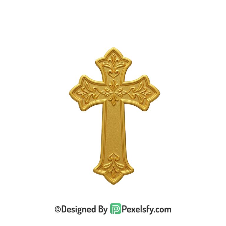 Cross for Easter PNG Transparent, 3d Golden