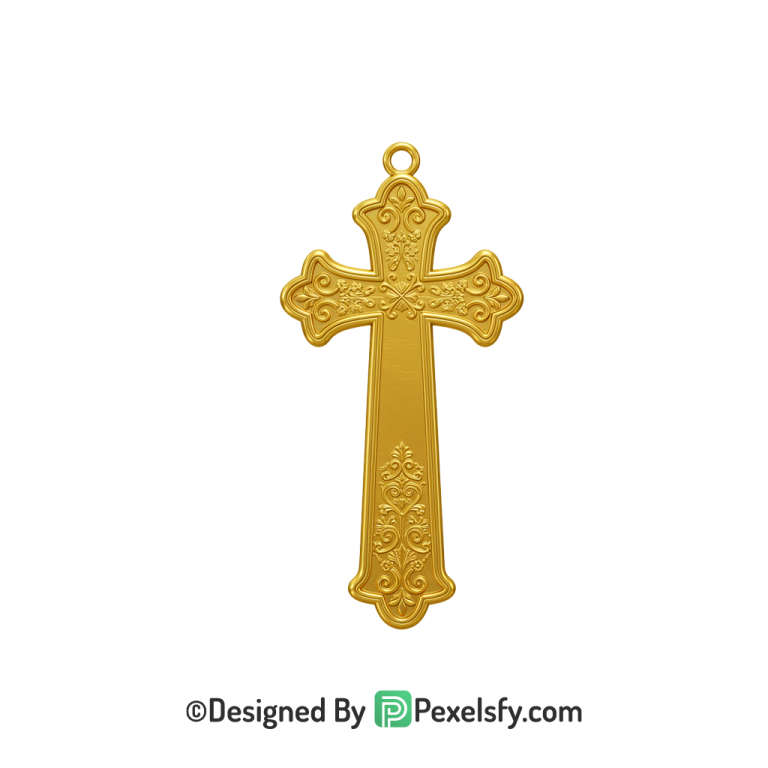 Lent Cross PNG Transparent Graphic, 3d Golden