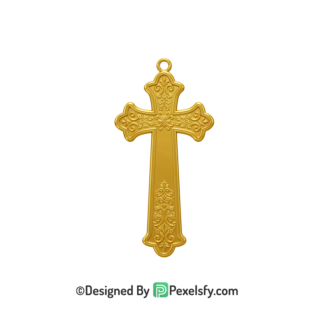 Lent Cross PNG Transparent Graphic, 3d Golden
