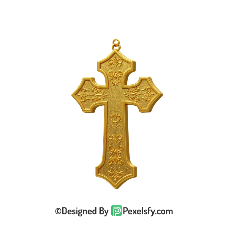 Cross Illustration PNG Transparent Picture, 3d Golden