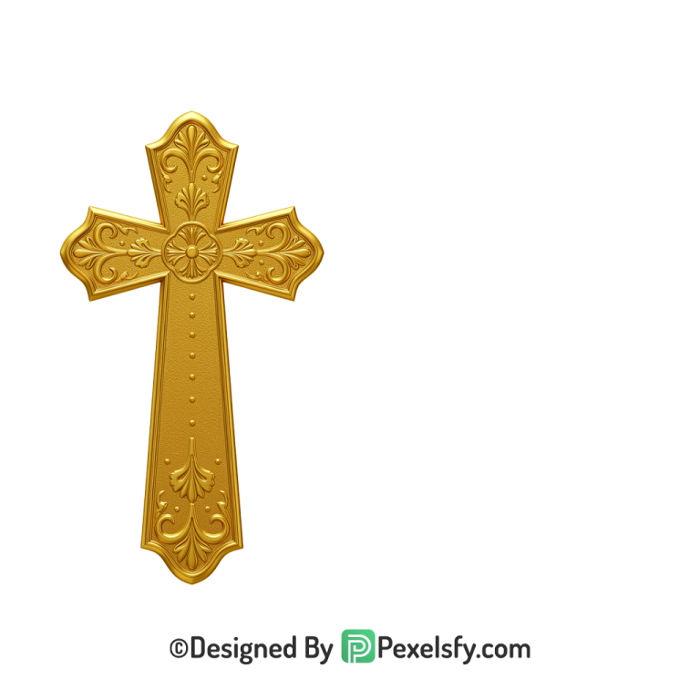 Rosary Cross PNG Transparent Image, 3d Golden
