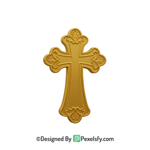 Artistic Cross PNG Transparent Design, 3d Golden