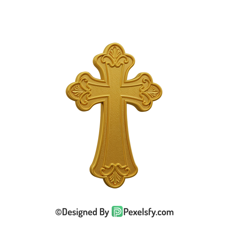 Artistic Cross PNG Transparent Design, 3d Golden