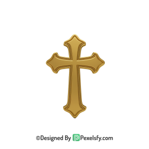 Tall Cross PNG Transparent Artwork, 3d Golden