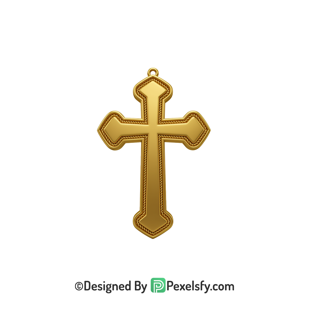 Classic Cross PNG Transparent Clipart, 3d Golden