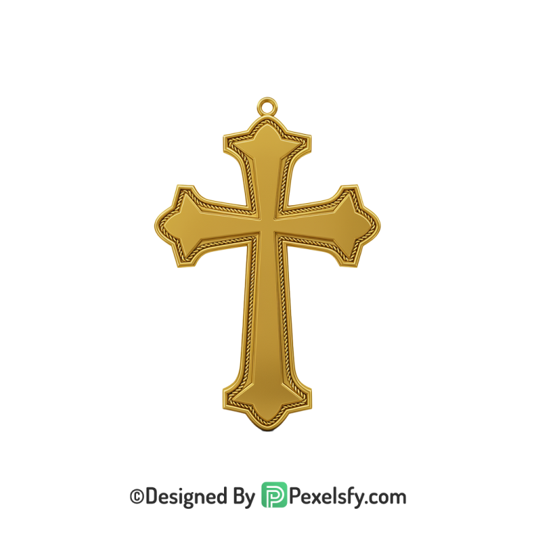 Carved Cross PNG Transparent Image, 3d Golden