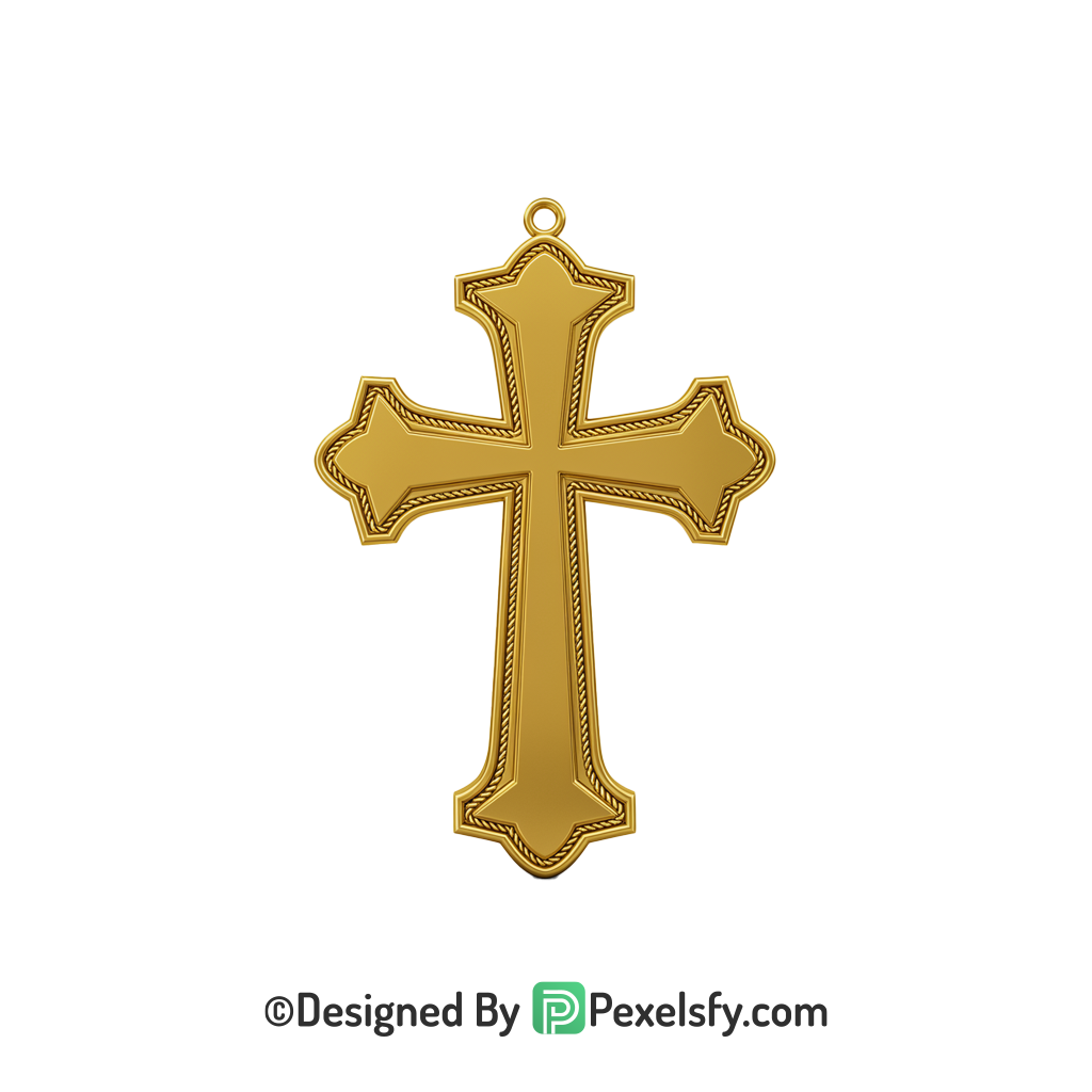 Carved Cross PNG Transparent Image, 3d Golden